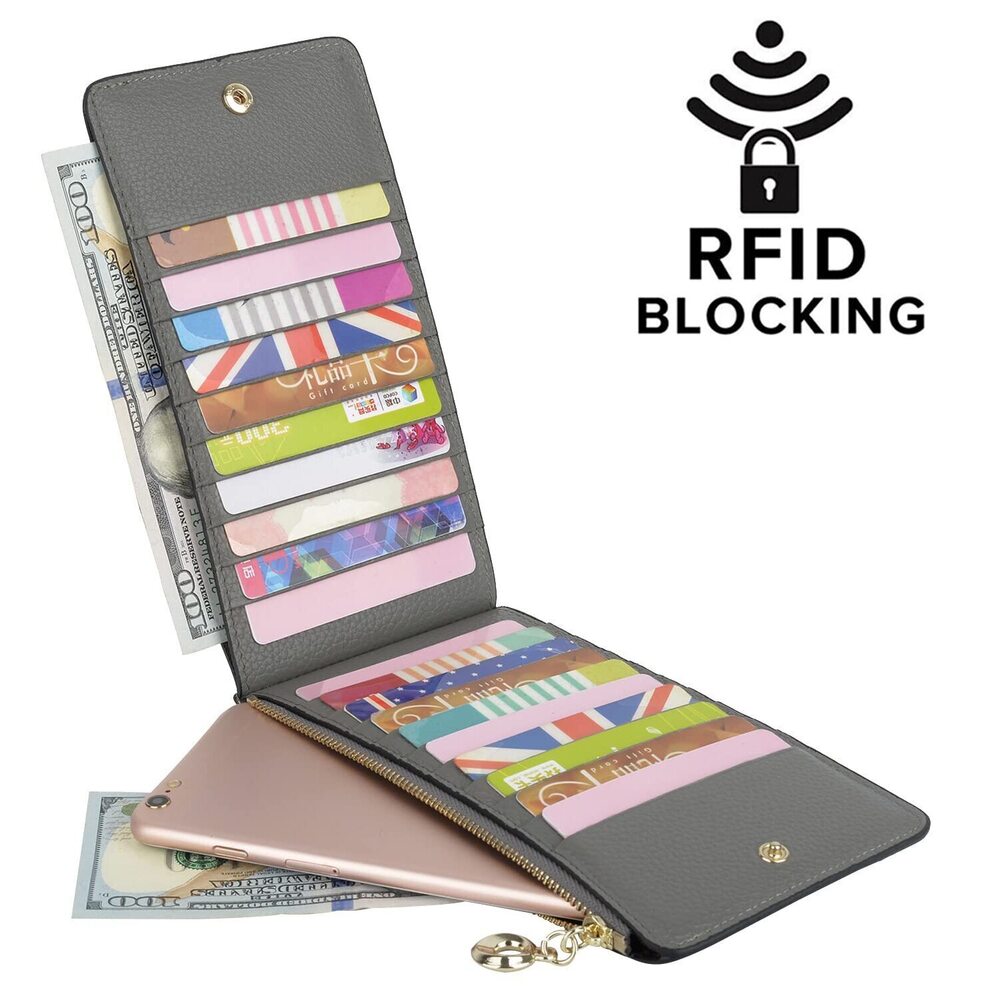 6968 RFID Blocking Leather Multi Card Organizer Wallet with Zipper Pocket - Picture 2 of 8